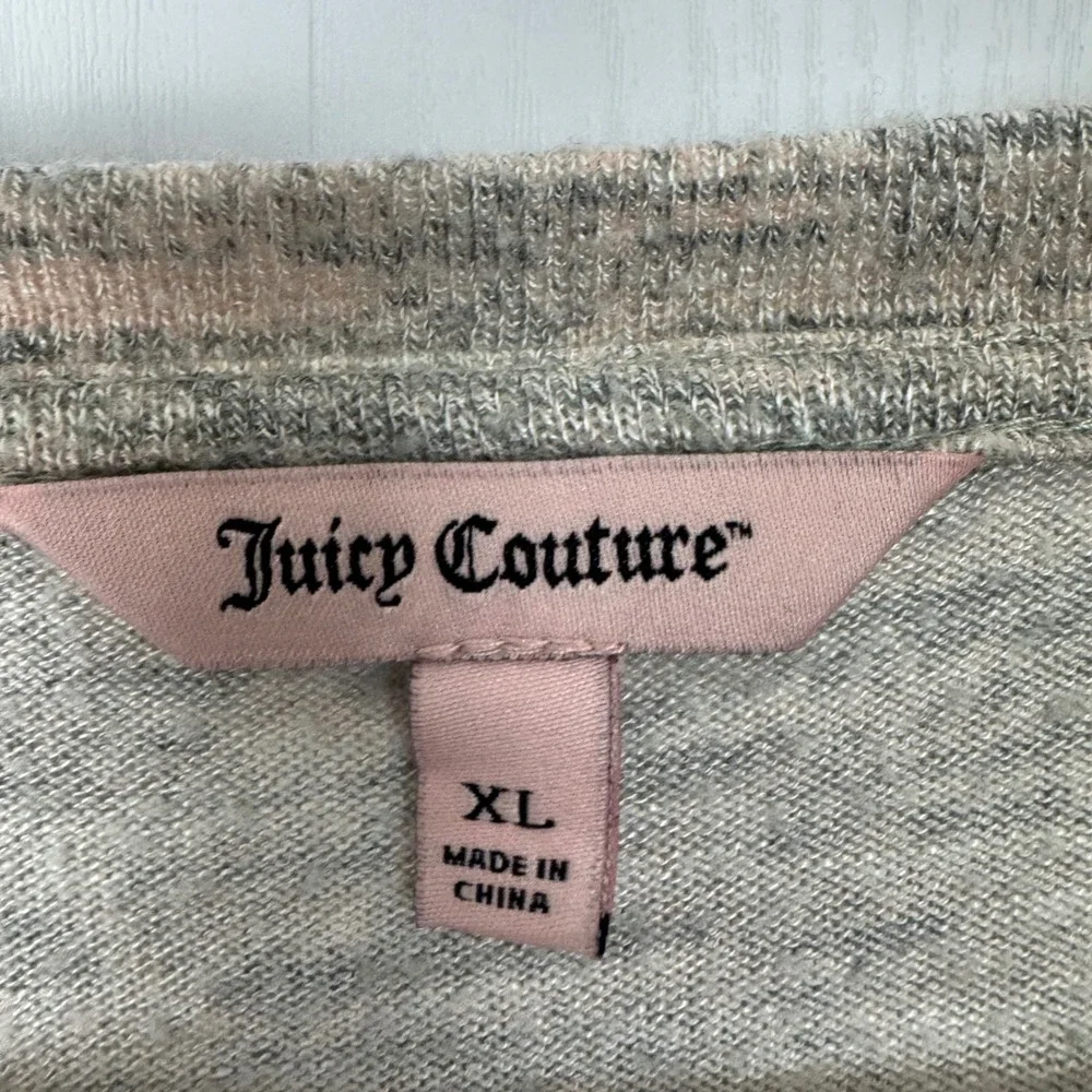 Juicy Couture‎ Top Women Size XL Pink Grey Heather Twist Pullover Long Sleeve